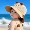 Sombrero de Pescador de Protección Solar de Verano para Bebé con Ala Ancha Linda y Parasol de Malla Fina Desmontable para Niños y Niñas