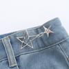Criança e mãe estrela sem pregos jeans destacável botão ajuste de tamanho da cintura botão de metal sem costura cintura justa artefato