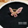 ¡El Sueño de la Mariposa de Zhuang Zhou! Anillo de Mariposa de Circonita Rosa Super Brillante para Mujer, Moderno, Lujoso, Anillo de Dedo Índice de Gama Alta, Joyería para Mujer