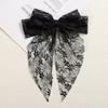 Cross-border novo laço duplo bordado laço grampo de cabelo francês elegante flor renda fita primavera clipe headwear
