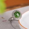 Anillo de plata de ley Yilu S925 con jaspe hetiano, diseño retro Xiangyun Ruyi con cara hueca de huevo, personalidad y combinación perfecta.
