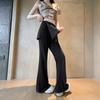 Tiro Real Dulce Fresco Chica Picante Pantalones Casuales Sentido del Diseño Gris Falso Dos Piezas Pantalones de Campana para Mujer Primavera Pantalones de Pierna Ancha