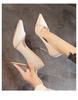 Tacones Altos de Punta Aguja con Pedrería para Mujer, Listos para Envíos Transfronterizos, Zapatos de PU para el Trabajo, Entrega en 72 Horas, Tacones Ultra Altos