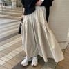 Falda plisada de cintura alta con diseño japonés, estilo casual, combinable con todo, estilo vintage, de cola de pez, de color liso, larga y con vuelo.