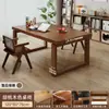Escritorio grande largo para sala de estar, mesa grande de madera maciza, mesa de comedor rectangular, banco de trabajo, escritorio para estudio en casa y oficina estilo mid-century