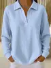 Top casual de punto gofrado de manga larga con cuello camisero para mujer, moda europea y americana 2026, desarrollado por Anno, para tiendas independientes de Amazon