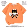 Camiseta de Dibujos Animados Gato Negro Sheriff Linda Animación Manga Corta para Hombre y Mujer Ropa de Estudiante Camisa de Verano para Niños de Media Manga Holgada