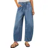 Novos Jeans Casuais Lavados Largos de Perna Larga para Primavera e Verão de Comércio Exterior Transfronteiriço Jeans Feminino