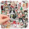 50 pegatinas navideñas con dibujos de gatos para portátil, equipaje, libro de mano, teléfono móvil, pegatinas decorativas.