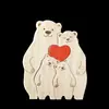 Conjunto de Ornamentos de Quebra-Cabeça Familiares Quentes de Urso Mãe e Filho de Madeira Criativo Transfronteiriço Artesanato em Madeira Maciça com Gravação a Laser