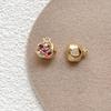 Pingente de romã com zircônia incrustada na cor ouro real banhado a cobre material para acessórios de pulseira colar de joias artesanais DIY