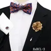 Conjunto de Gravata Borboleta, Abotoaduras e Broche Masculino de Três Peças para Terno de Casamento do Noivo Decoração de Camisa Gravata Borboleta Paisley