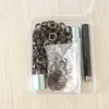 Juego de hebillas de aire plateadas de 6MM/8MM/10MM y hebillas para ojales con kit de herramientas de instalación en caja