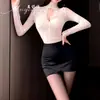 Lingerie Sexy Secretária Renda Transparente Sedutora Quente Conjunto Uniforme Tamanho Grande Bodycon Saia Roupa de Dormir Erótica