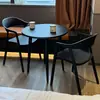 Conjunto de Mesa e Cadeiras Moderno para Área de Lazer em Varanda, Mesa Redonda de Aço Carbono para Pátio ao Ar Livre, Móveis de Plástico para Loja de Chá de Leite