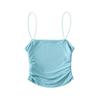 YPFF Moda para Mujer Chaleco de Tirantes Finos Dobles con Cuello Recto y Boca Plana Verano Nuevo Top Camisola Ajustado Plegado