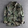Kaji comercio exterior lavado camuflaje ropa de trabajo americana camisa de manga larga para hombre doble bolsillo transfronterizo casual militar juvenil