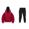 Nova Temporada Moletom com Capuz Duplo e Zíper DIY Liso Masculino Feminino Outono Inverno Conjunto de Calça de Moletom com Capuz e Zíper para Casal