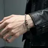 Pulsera Negra de Diamantes Negros Retorcidos con Estrella Oscura, Estilo Punk, Doble Capa con Colgante de Estrella Cruzada, para Hombres y Mujeres