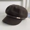 Nuevo Estilo Retro Británico Color Sólido Tacto de Alta Gama Cómodo Sombrero Octagonal para Mujer Otoño Invierno Atmósfera Versátil Sombrero Artístico de Pintor