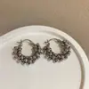 Pendientes de Aro de Metal Plateado Ins Estilo Coreano, Estilo Dulce Fresco Minimalista, Pendientes de Diseño Único para Mujer