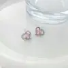 Pendientes Transfronterizos de Plata S925 para Nuevo Producto Estilo Coreano Clásico Pendientes en Forma de Corazón Disponibles en Cinco Colores Pendientes Populares Exquisitos Venta al por Mayor