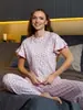 Comercio Exterior Europeo y Americano Transfronterizo Conjunto de Pijama de Pantalones Cortos de Manga Corta con Cuello Redondo de Verano para Mujer Moda Europea y Americana Estampado de Corazón Ropa de Casa