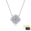 Collar de trébol de cuatro hojas de plata de ley S925 con múltiples piedras de moissanita, colgante de moda deslumbrante, gargantilla de regalo para mujer