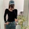 [Causa del color del cristal] Camiseta interior estilo coreano adelgazante de cuello bajo ultrafina de cuello redondo grande ropa interior térmica top adelgazante ajustado para mujer