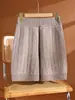 Novedad Otoño/Invierno 100% Lana Pura Tejidos Cortos Mujer Cintura Alta Adelgazantes Versátiles Casuales Sueltos Costilla Vertical Pantalones Pierna Ancha