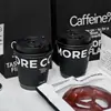 Taza de Café para Celebridades de Internet Taza de Papel Desechable para Café con Tapa Papel Táctil Negro Empaque para Bebidas Calientes para Llevar Venta al por Mayor Comercial