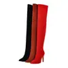 Botas altas elásticas de color liso y puntera redonda para otoño e invierno, botas largas transfronterizas europeas y americanas para mujer, plataforma impermeable, tacón ultraligero, tacón de aguja para mujer