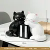 Enfeites de Marcadores de Livro de Gato Fofo Decoração de Mesa em Resina Suporte Criativo para Estante Par Preto e Branco Decoração de Casa Presente