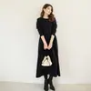 Vestido de Veludo Alemão de Cintura Alta Feminino Inverno Longo Elegante Saia Evasê Acima do Joelho Saia Longa Espessa de Grande Balanço