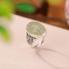 Anillo de plata de ley S925 con forma de ciervo, jade hetiano, jade de agua fina, flor antigua vintage, flor de Ruyi, cara hueca de huevo.