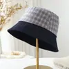 Sombrero de Cubo Minimalista a Cuadros Patchwork Nuevo 2026 para Mujer Otoño Casual Sombrero de Viaje Hace que la Cara se Vea Más Pequeña de Moda Transfronterizo