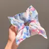 Lazo Estilo Ballet de Cuadros Azules Frescos de Encaje a Doble Cara Anillo para el Cabello de Intestino Grueso Anillo Cuadrado Cuerda para el Cabello Grande Estilo Mori para Mujer