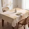 Mantel impermeable color crema, mantel rectangular resistente al aceite para comedor, tacto de lino sintético, cubierta para mesa de centro de uso doméstico, lujo ligero, estilo simple