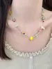 Collar de Cuentas Coloridas Dopamina Primavera y Verano "Alivio de Verano Limón" Diseño de Nicho Cadena Elegante para el Cuello Cadena Clavicular para Mujeres