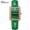 Reloj Chenxi Douyin cuadrado pequeño para mujer, reloj de moda impermeable con patrón de malaquita, reloj verde pequeño estilo ins