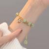 Pulseira de caracteres Fu de jade Hetian imitado feminina estilo antigo contas da sorte pulseira do ano de nascimento design de nicho ins presente para amigas