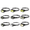 Lanterna de cabeça LED com carregamento indutivo cob transfronteiriça, luz de cabeça para corrida, luz para pesca noturna, TYPE-C, luz forte, lanterna de cabeça para exterior