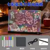 Pizarra acrílica de dibujo iluminada con luz RGB de colores transfronteriza, pizarra de garabatos para niños, pizarra de mensajes borrable, pizarra de dibujo DIY, regalo de juguete