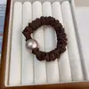 Diadema de satén color champán de alta gama con perlas, banda elástica para el cabello ultrasuave, elegante accesorio para el cabello, diadema elástica de estilo coreano para mujer