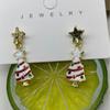 ¡Accesorios Navideños! Nuevos Pendientes de Árbol de Navidad con Tachuelas de Diamante de Estilo Europeo y Americano Transfronterizos para Mujer, Diseño Creativo, Pendientes Navideños Coloridos