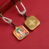 Collar con Colgante Thangka de Acero de Titanio con Ocho Santos Patronos Pintados en Oro, Collar Nacimiento de Buda de Xizang Semipintado a Mano para Hombres y Mujeres, Estilo Tibetano