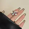 Nuevo Estilo Chino Caminando Familia Famosa Estilo Versión Ancha Borla Bola de Cuentas Redondas Anillo Versión Ancha Superficie Niebla Escarchada Gota de Agua Anillo Apilado Anillo