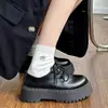 Zapatos de plataforma de suela gruesa, zapatos de cuero para mujer estilo británico retro, zapatos de vestir estilo francés, nuevos mocasines versátiles estilo bosque 2026 para mujer