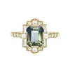 Sanjie Novo Lançamento Transfronteiriço Quadrado Brilhante Anel Diamante Quadrado Brilhante Feminino Nicho Luxo Leve Retrô Joias de Alta Qualidade
