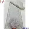 Tecido de Malha Floral Lantejoujado Pesado com Contas Tecido de Renda com Lantejoulas para Noivas